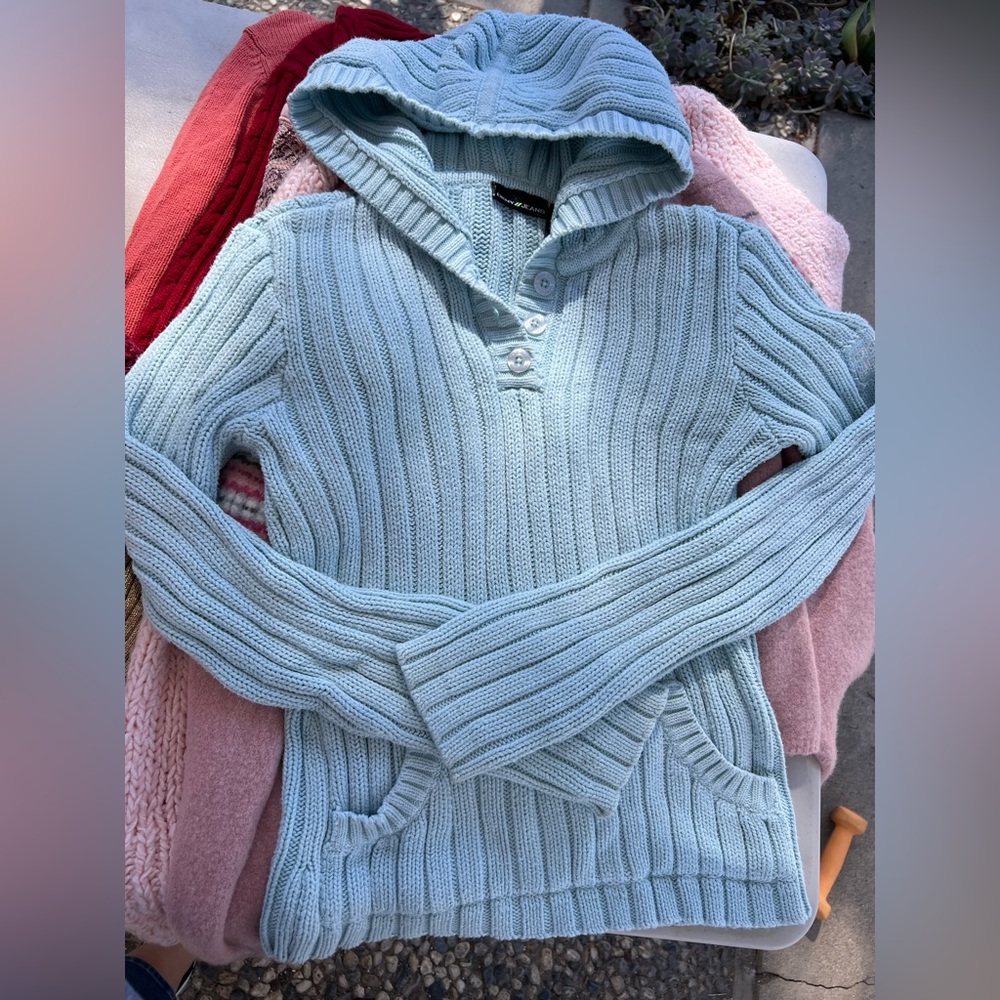 Hooded knit sweater